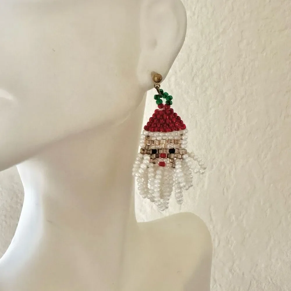 Beaded Santa Claus earrings